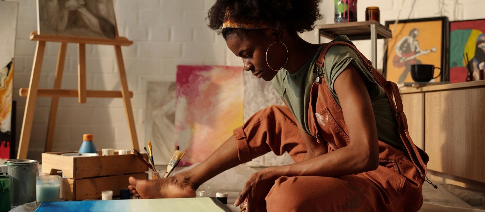 woman feeling calm warm soft interior natural